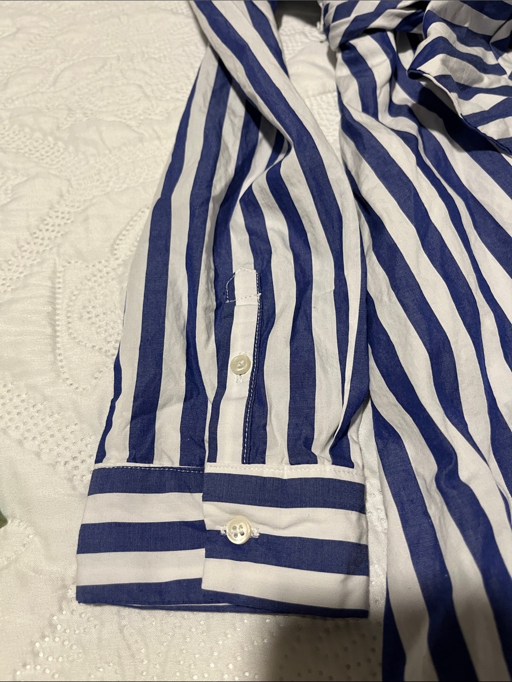 J. Crew Purple and White Striped Long-Sleeve Shirt Dress - Picture 16 of 16